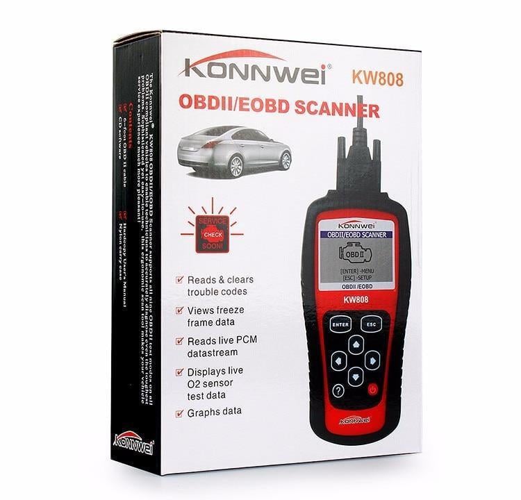 Универсальный диагностический автосканер OBDII/EOBD Konnwei KW-808 красный - фото 7