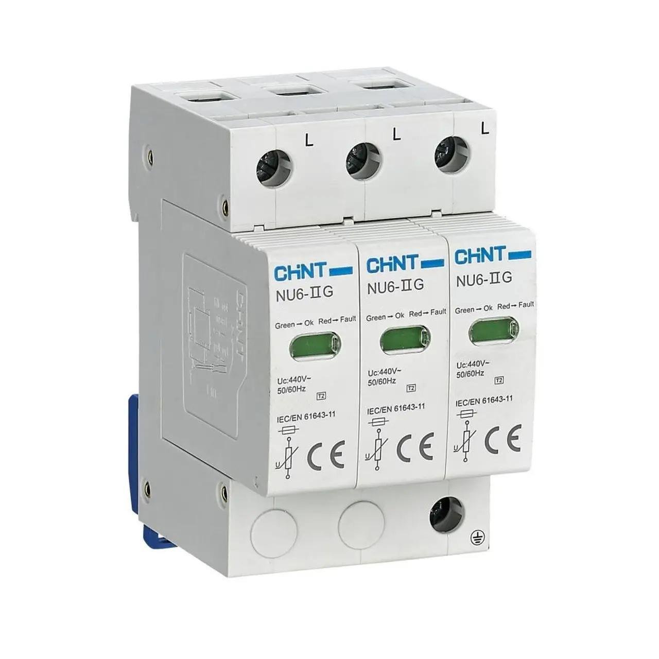 Пристрій захисту від імпульсних перенапруг CHINT NU6-IIG 40kA/440V 3P (252542)