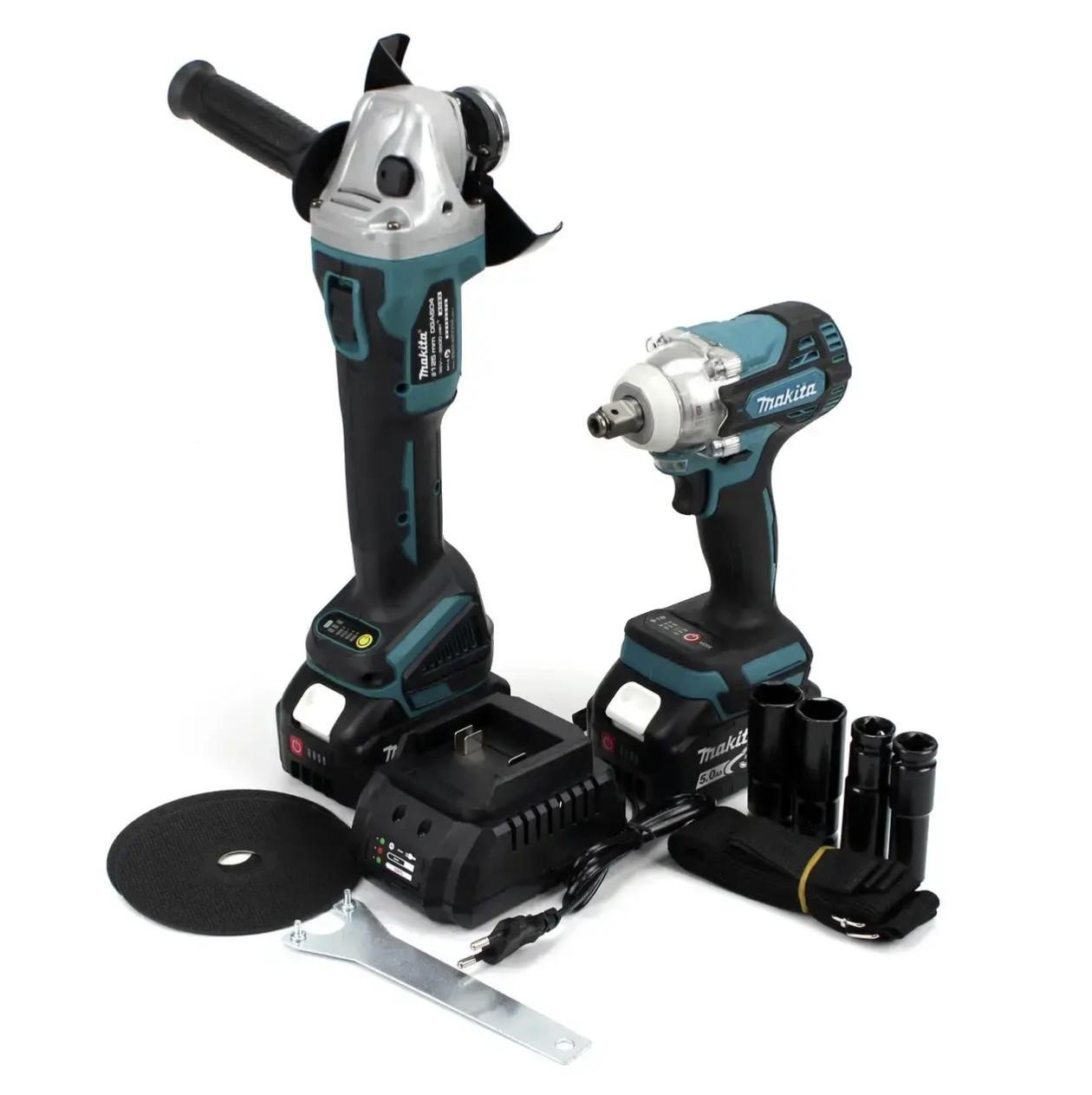 Набор инструментов Makita 36V Гайковерт DTW301/Болгарка DGA504 2в1 с аккумулятором Черный - фото 3 Набор инструментов Makita 36V Гайковерт DTW301/Болгарка DGA504 2в1 с аккумулятором Черный - фото 3