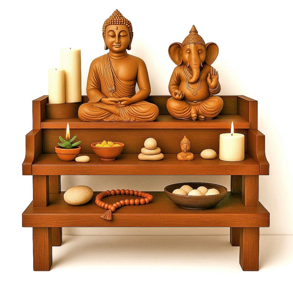 Алтарь для медитации из дерева Пуринам Охра (ЛАТ-006404)