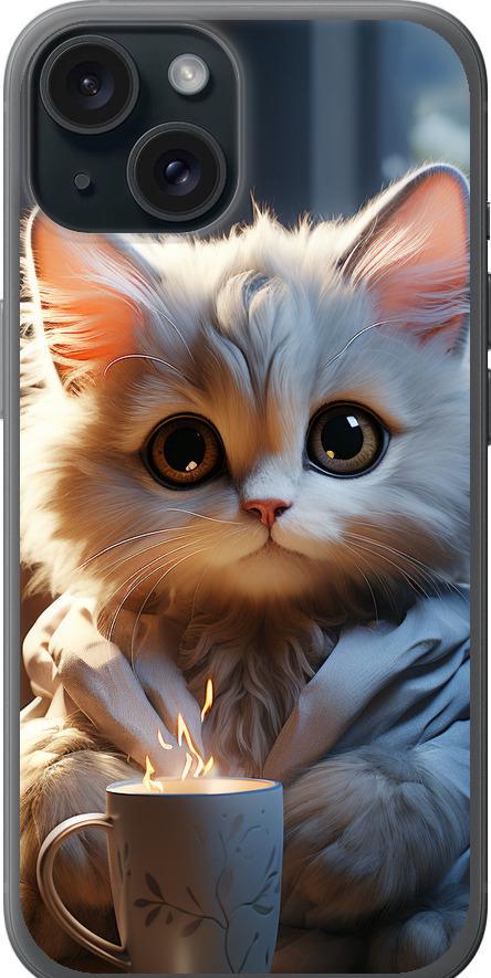 Чохол на iPhone 15 Білий кіт (5646u-3075-42517)