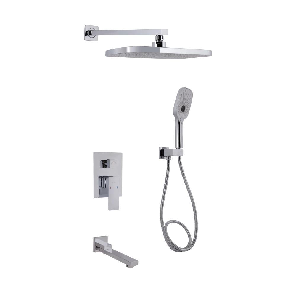 Душова система Qtap Gemini, Chrome прихованого монтажу з поворотними виливом (QTGEM114CRM45702)