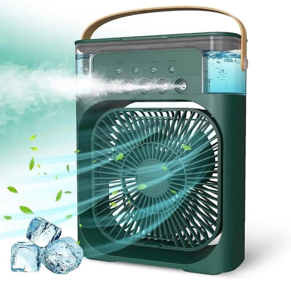 Вентилятор компактный Portable Fan PF-16 многофункциональный с RGB-подсветкой и увлажнителем 4в1 Зеленый (SS-118) - фото 2