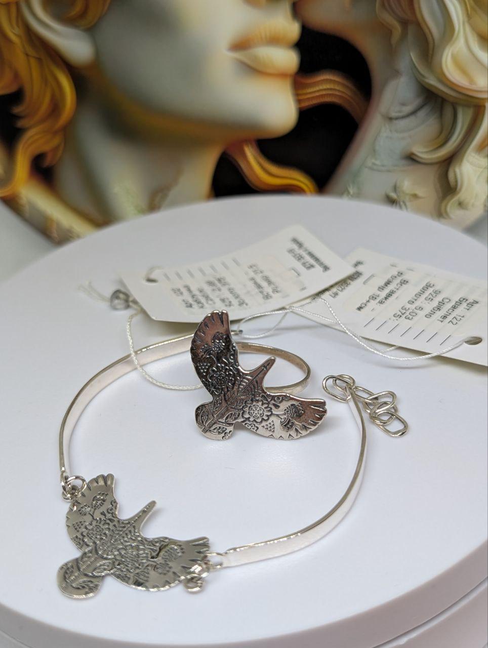 Комплект прикрас срібний Горлиця каблучка/браслет 925 проба (2429145396) - фото 8 Комплект прикрас срібний Горлиця каблучка/браслет 925 проба (2429145396) - фото 8