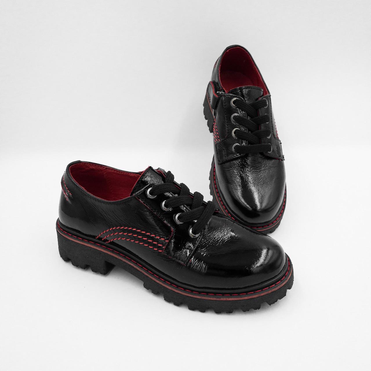 Лоферы для девочки Bistfor кожаные р. 33 Черный (07216/330) - фото 2