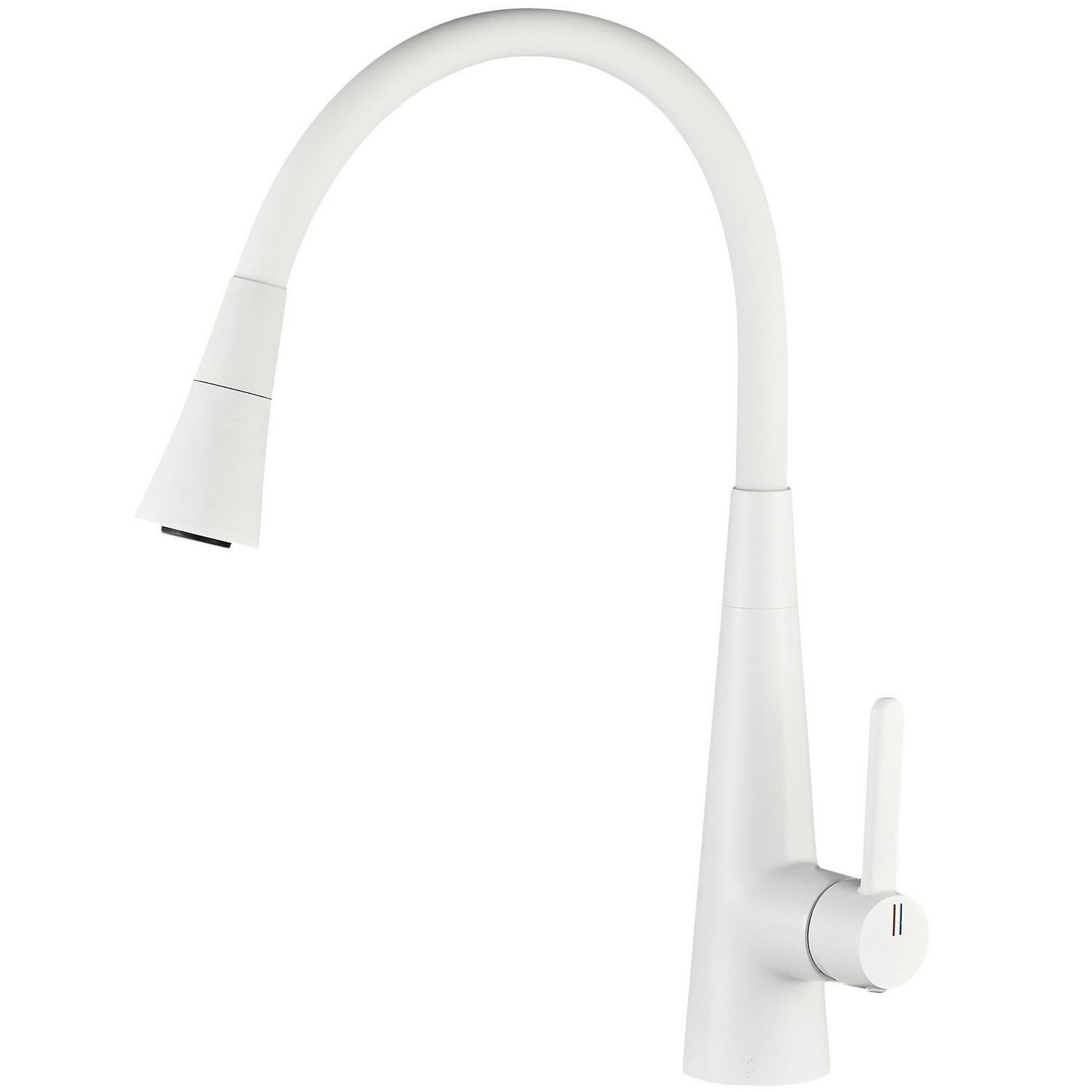 Смеситель для кухни Globus Lux Laser 000028922 с гибким изливом Белый (235938)