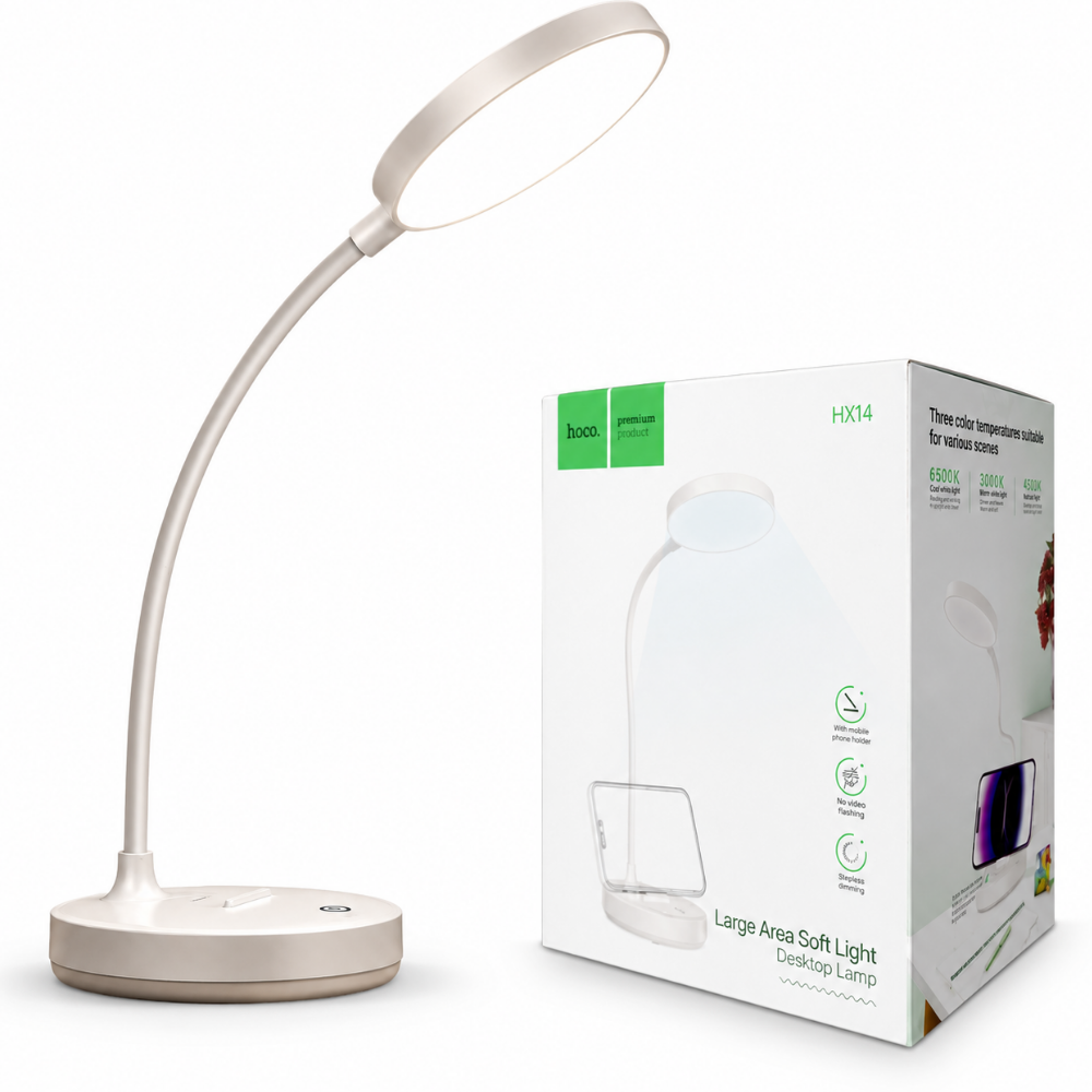 Настольная LED-лампа беспроводная Hoco USB гибкая с аккумулятором 800 mAh 5 Вт (HX14)