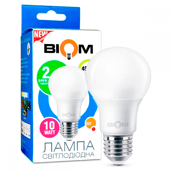 Лампа світлодіодна BIOM BT-510 10W E27 4500K А60 Груша (10603)