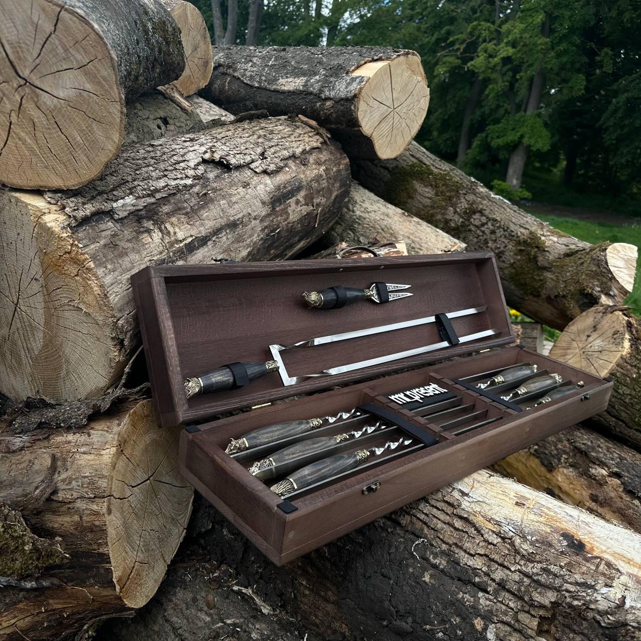 Набір шампурів Lux-Premium №8 ручної роботи (19223169) - фото 3 Набір шампурів Lux-Premium №8 ручної роботи (19223169) - фото 3