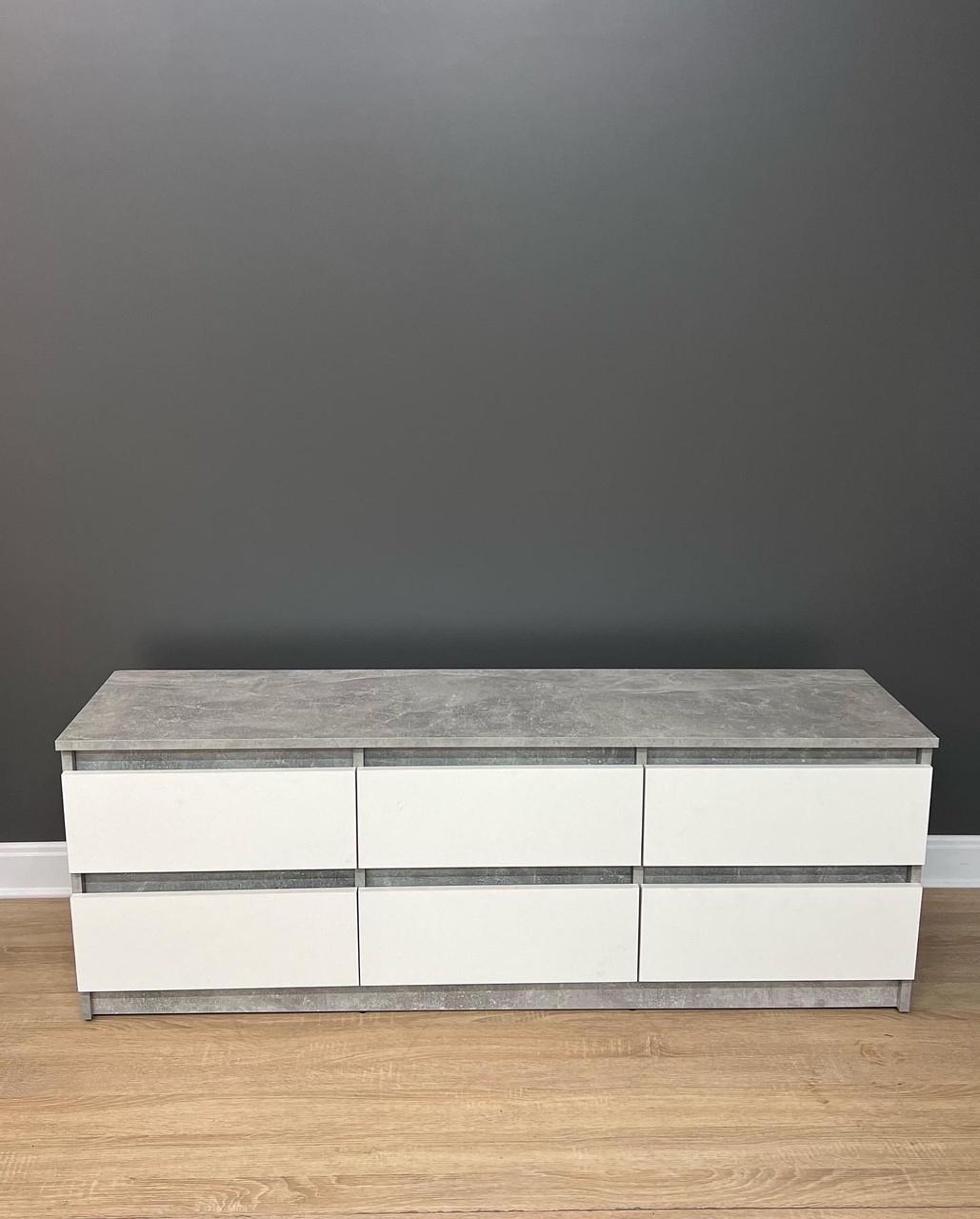 Тумба під ТВ Кватро 6Н 1400х500х370 мм Бетон/Білий - фото 2 Тумба під ТВ Кватро 6Н 1400х500х370 мм Бетон/Білий - фото 2