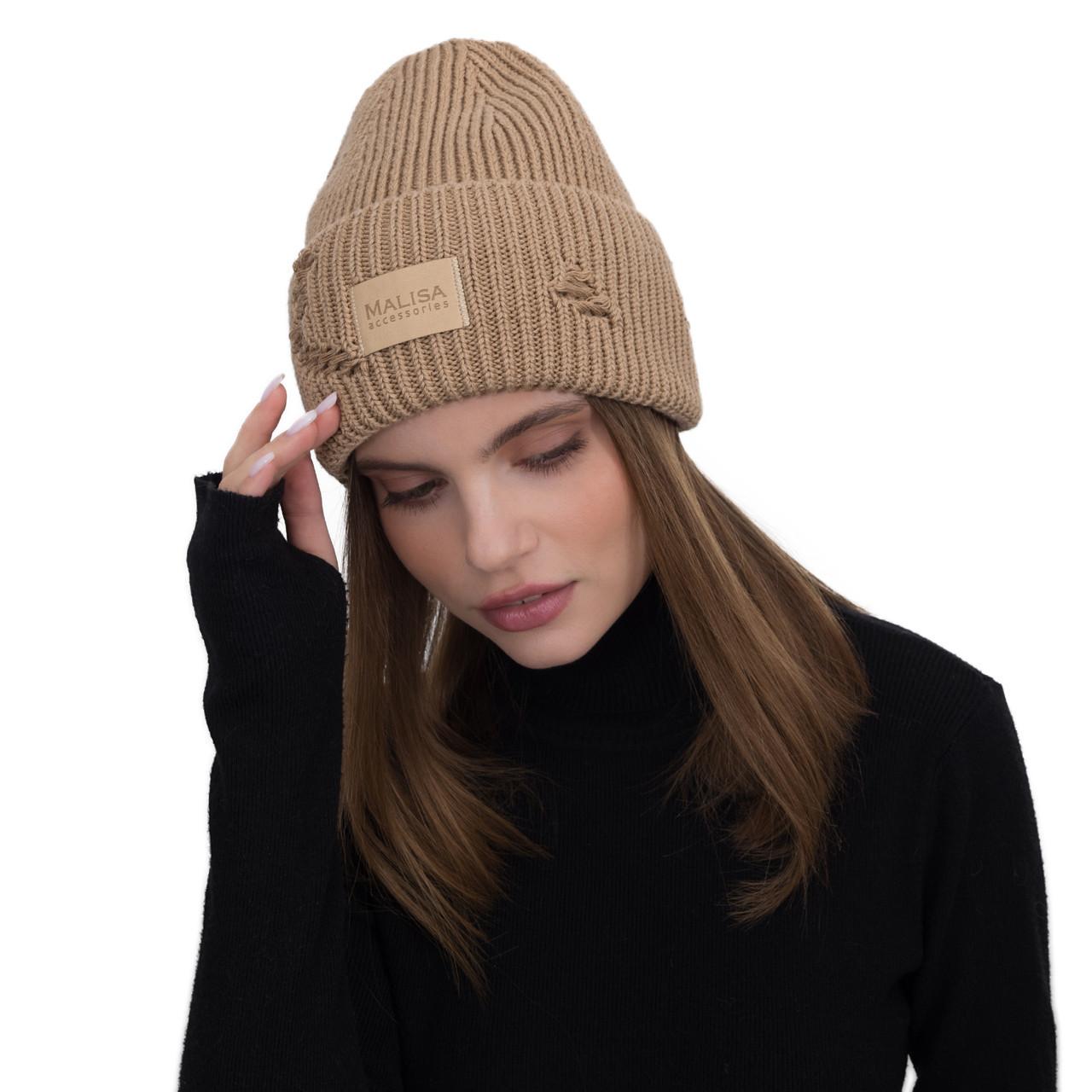 Шапка жіноча Malisa БРУНО без підкладки рвана з емблемою на відвороті one size Кленовий (262105) - фото 1 Шапка жіноча Malisa БРУНО без підкладки рвана з емблемою на відвороті one size Кленовий (262105) - фото 1
