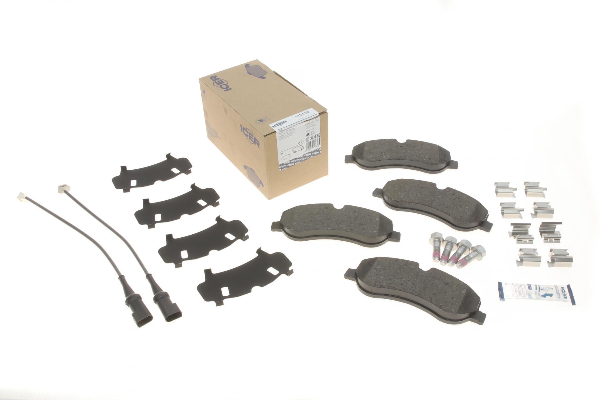 Колодки тормозные передние ICER Ford Transit Custom/Tourneo Custom V362 12-/Transit V363 13- и датчики (142119 ICER)