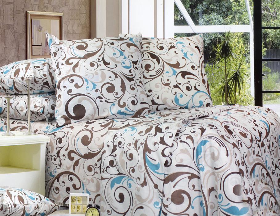 Простынь на резинке Т0348 160х200 Бежевый/Коричневый (126280)