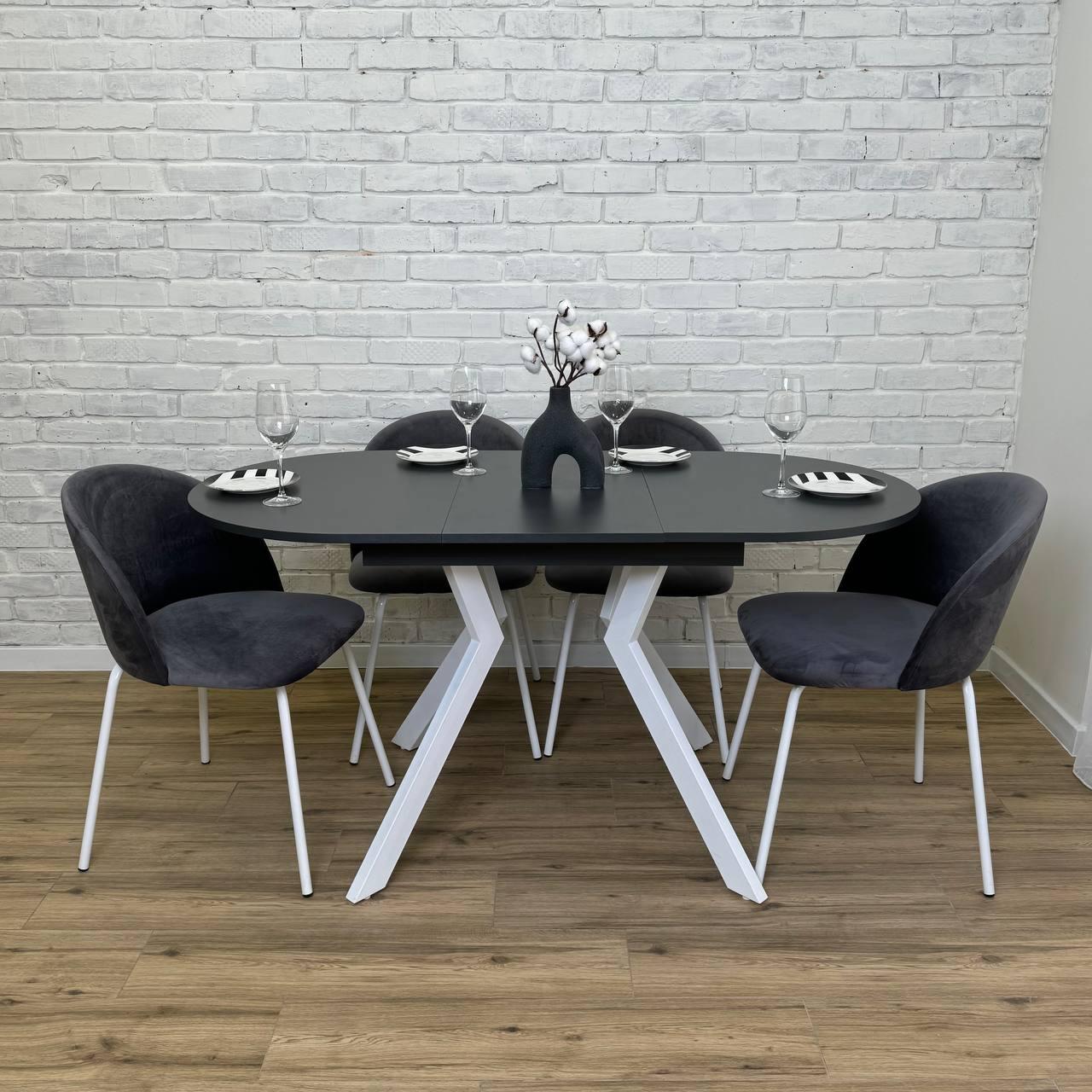 Стол кухонный раздвижной Ronni 1100 УТП027906 Loft Антрацит/Белый мат - фото 2 Стол кухонный раздвижной Ronni 1100 УТП027906 Loft Антрацит/Белый мат - фото 2