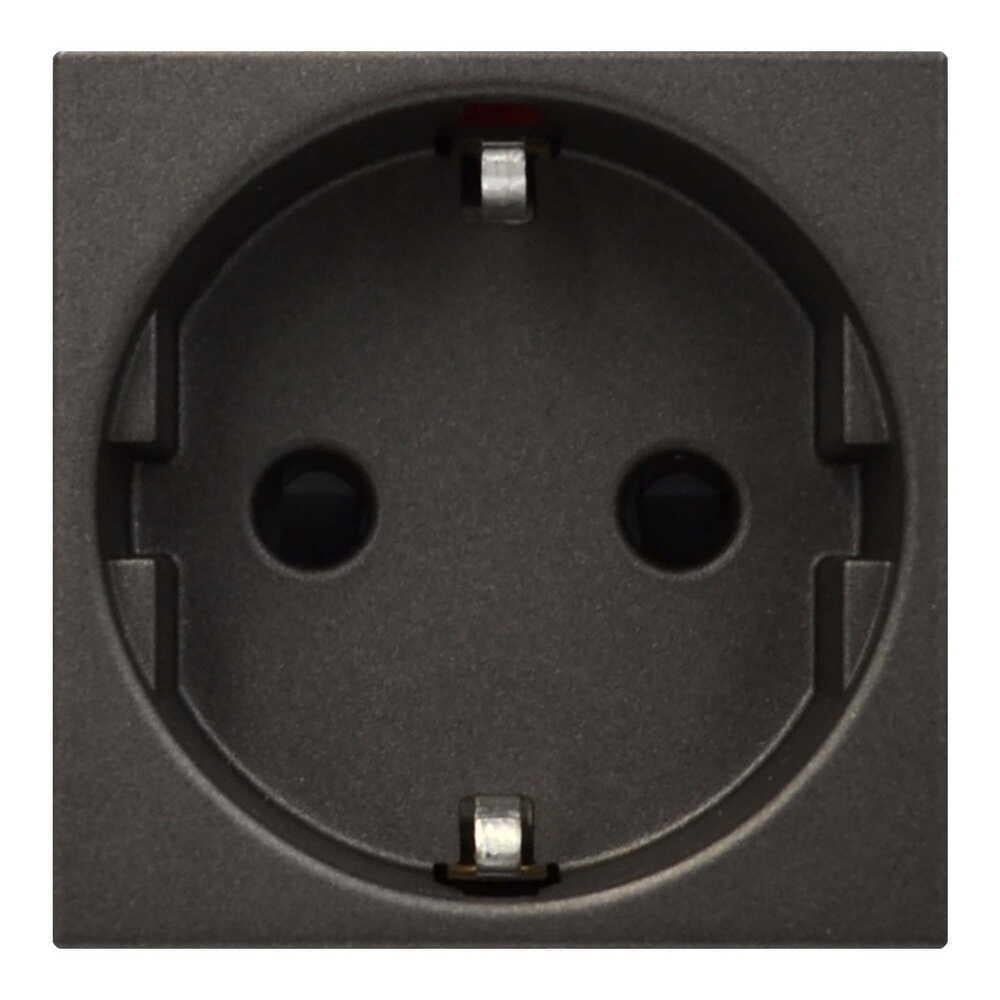 Розетка ABB Zenit 1-ная с заземлением Антрацитовый (2CLA228800N1801)