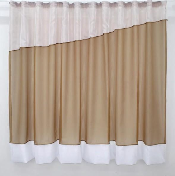 Занавеска на кухню шифон 280х170 см Коричневый/Белый (047к) - фото 1 Занавеска на кухню шифон 280х170 см Коричневый/Белый (047к) - фото 1