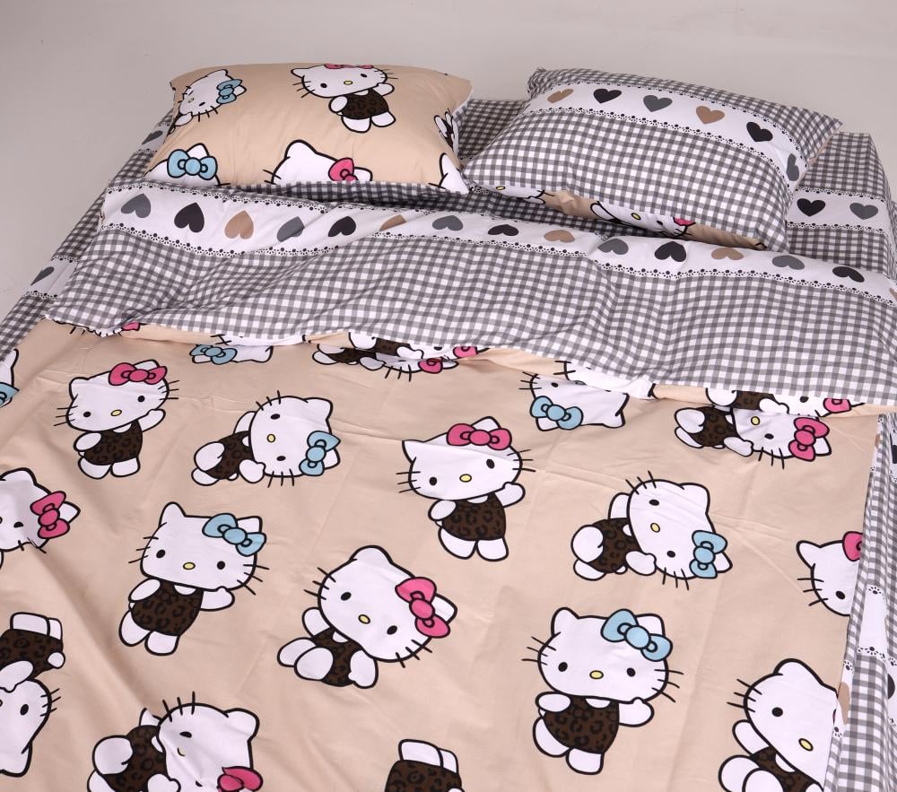 Комплект постільної білизни PaniPava Beige Hello Kitty бязь 155х215 см (10100870) - фото 5
