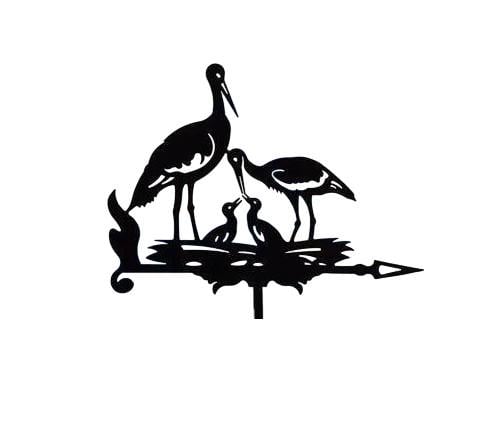 Флюгер на крышу Гнездо аистов с 2 птенцами металлический Черный(9592390)