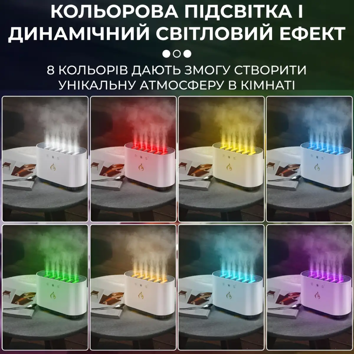 Увлажнитель воздуха настольный Holdmay HPKP6257 с RGB-подсветкой и синхронизацией с музыкой 900 мл Белый (118-107-HPKP6257) - фото 12