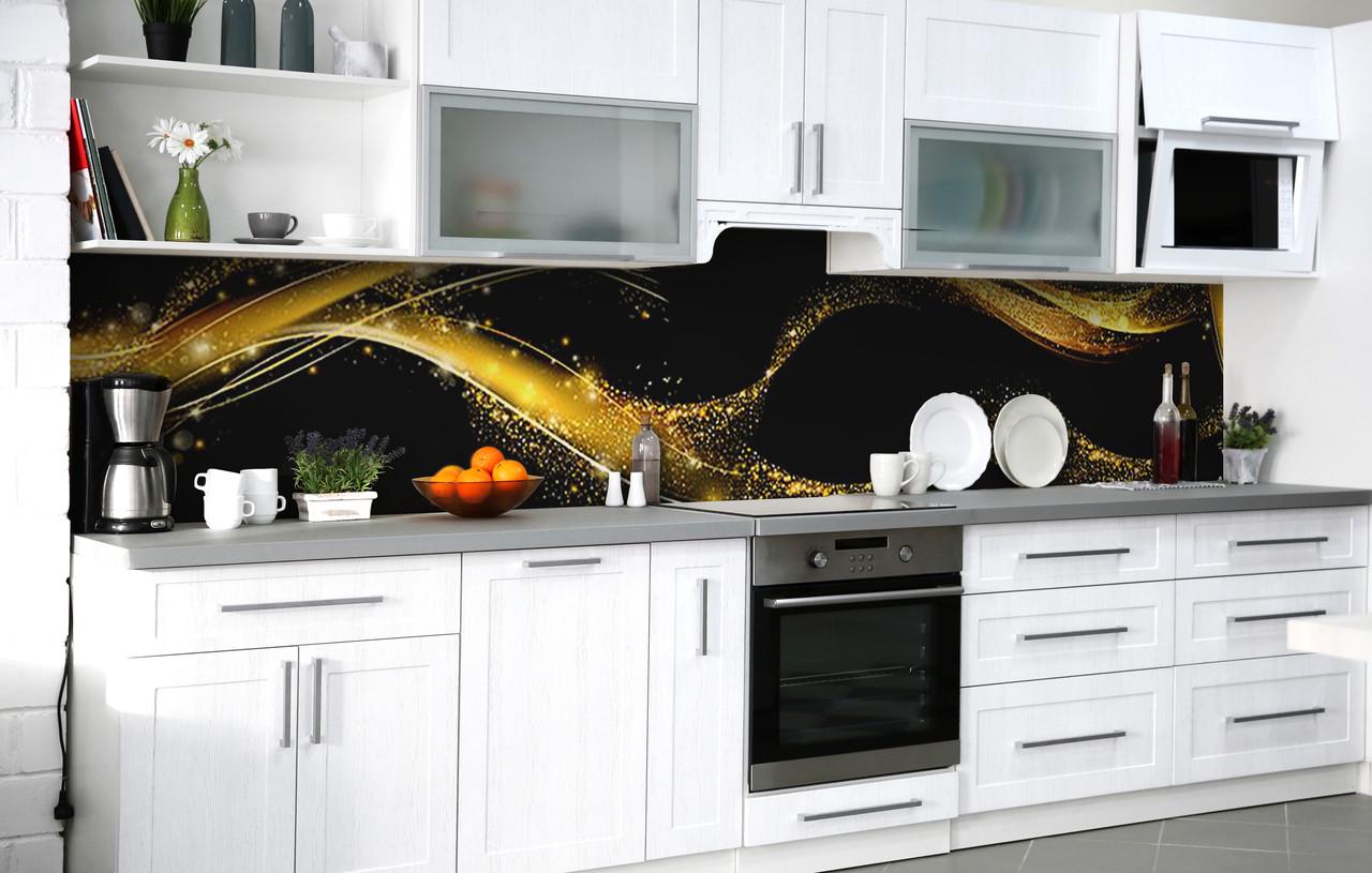 Кухонный фартук Золотой песок/Сияние виниловый самоклеющийся 650х2500 мм Черный