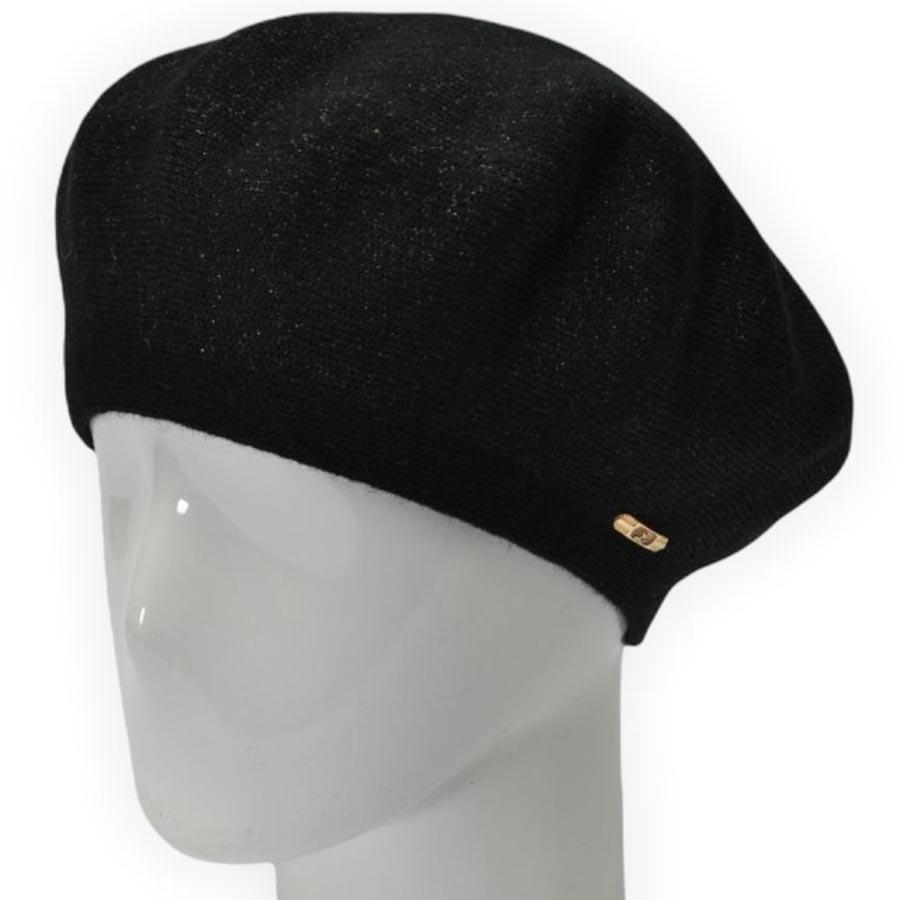 Берет женский Lirus Гамма из шерсти двойной с люрексовой нитью Черный