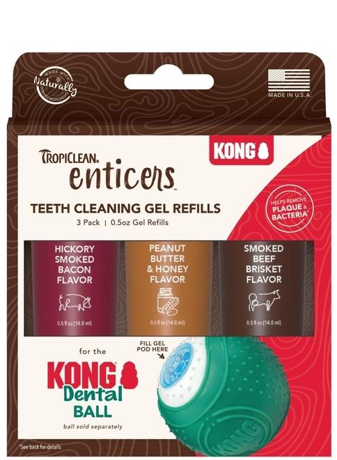 Набір для догляду за ротовою порожниною TropiClean Enticers Teeth Cleaning Gel Refills для Kong Dental Ball гелі 3 шт з різними смаками (005976) - фото 1