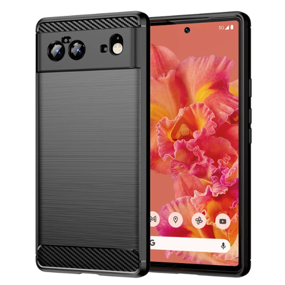 Чехол силиконовый carbon для Google Pixel 6 (черный)