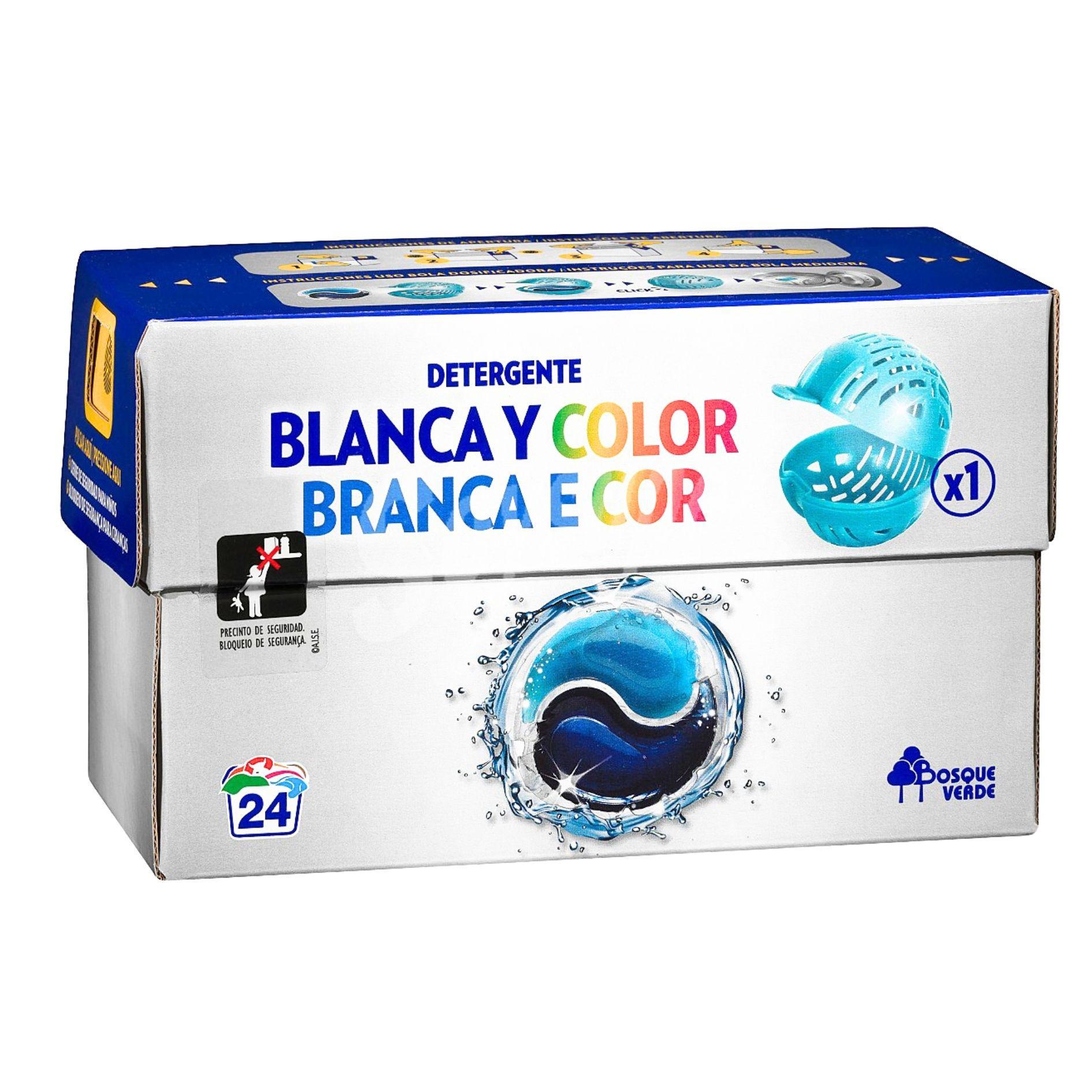 Стиральное средство в капсулах Bosque Verde Mercadona с контейнером