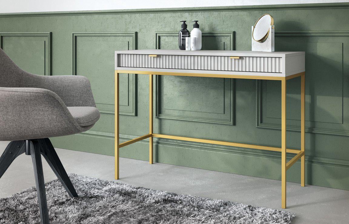 Туалетный стол Perfect Home T104 Nova ЛДСП/МДФ/металл Серый/Золотистый (50730) - фото 4
