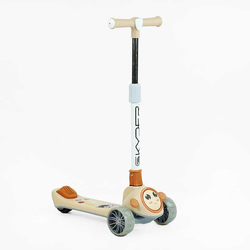 Самокат трехколесный Skyper колеса PU со светом/музыка/руль складной 125х40 мм Orange (153733)