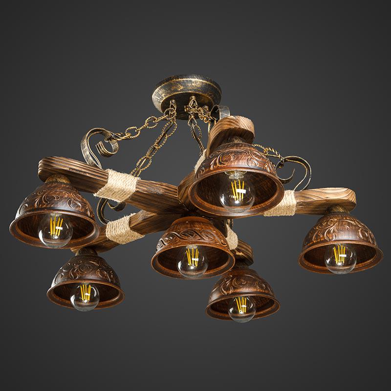 Люстра дерев'яна Light House DL-13416 на шість ламп
