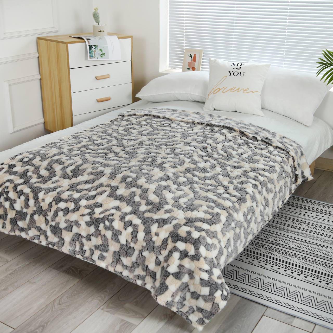 Плед-покрывало Malloory Home Снежок из микрофибры 180x200 см Коричнево-бежевый (7060-4)