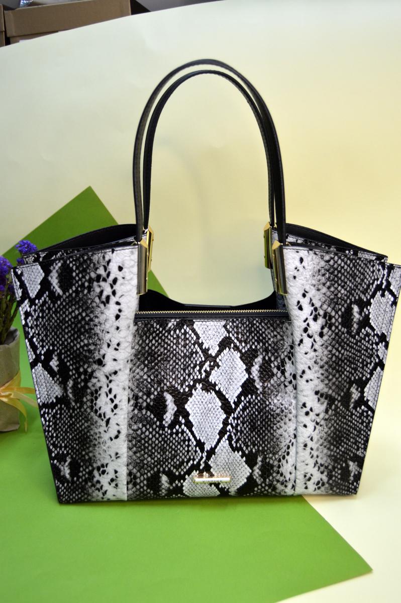 Жіноча сумка Pele Velini змія Чорно-білий (1135)
