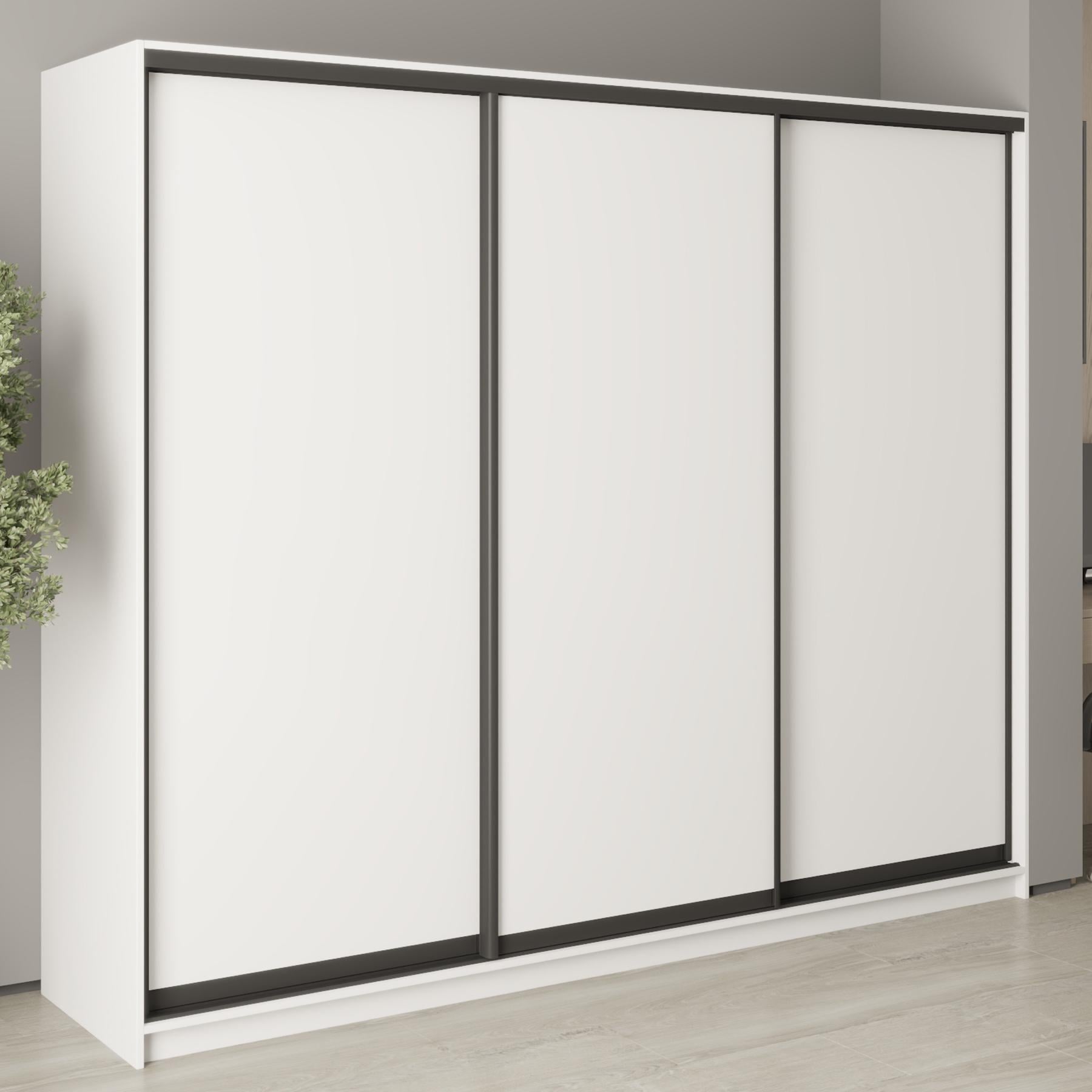 Шкаф-купе трехдверный MebelStar Уни BG 3 ДСП 250x45x210 см Аляска белый (MBS-7897) Шкаф-купе трехдверный MebelStar Уни BG 3 ДСП 250x45x210 см Аляска белый (MBS-7897)