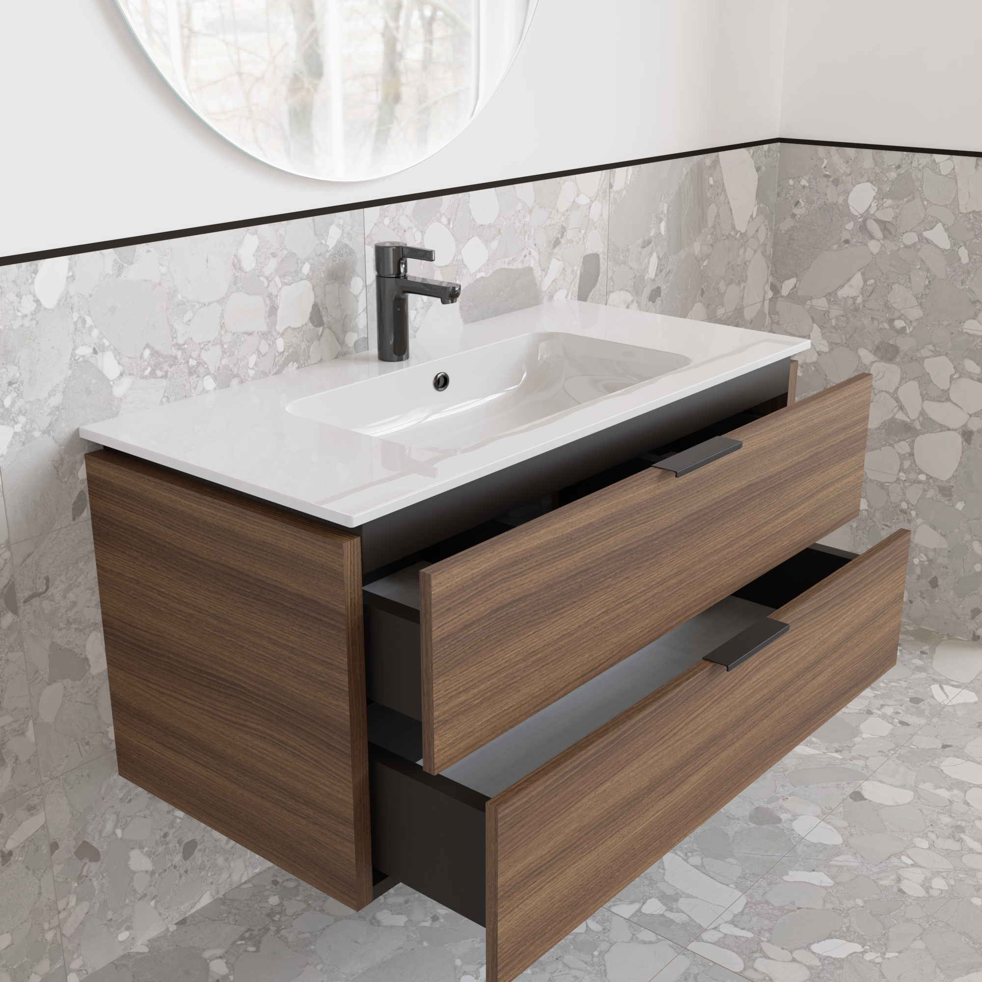 Тумба підвісна з раковиною MVK Vostok Icon 100 В2 1000х450х530 мм Горіх Франклін Тютюновий (p2100kll) - фото 3 Тумба підвісна з раковиною MVK Vostok Icon 100 В2 1000х450х530 мм Горіх Франклін Тютюновий (p2100kll) - фото 3