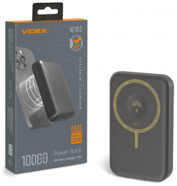 Повербанк з бездротовою зарядкою 10000mAh VIDEX VPB-W102 Grey Повербанк з бездротовою зарядкою 10000mAh VIDEX VPB-W102 Grey