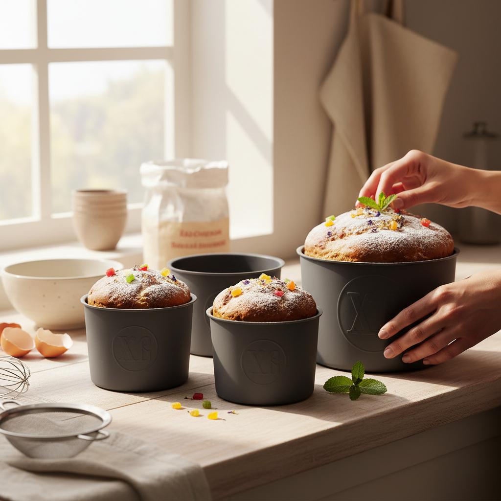 Набор форм для выпечки куличей TS Kitchen круглых силиконовых 3 шт. d 14.5/12/9,5 см Темно-серый (HP-35-558GB) - фото 2