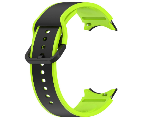 Ремешок силиконовый Silicone Dual Color для смарт-часов Samsung Galaxy Watch 6/5/4 22 мм Черно-салатовый