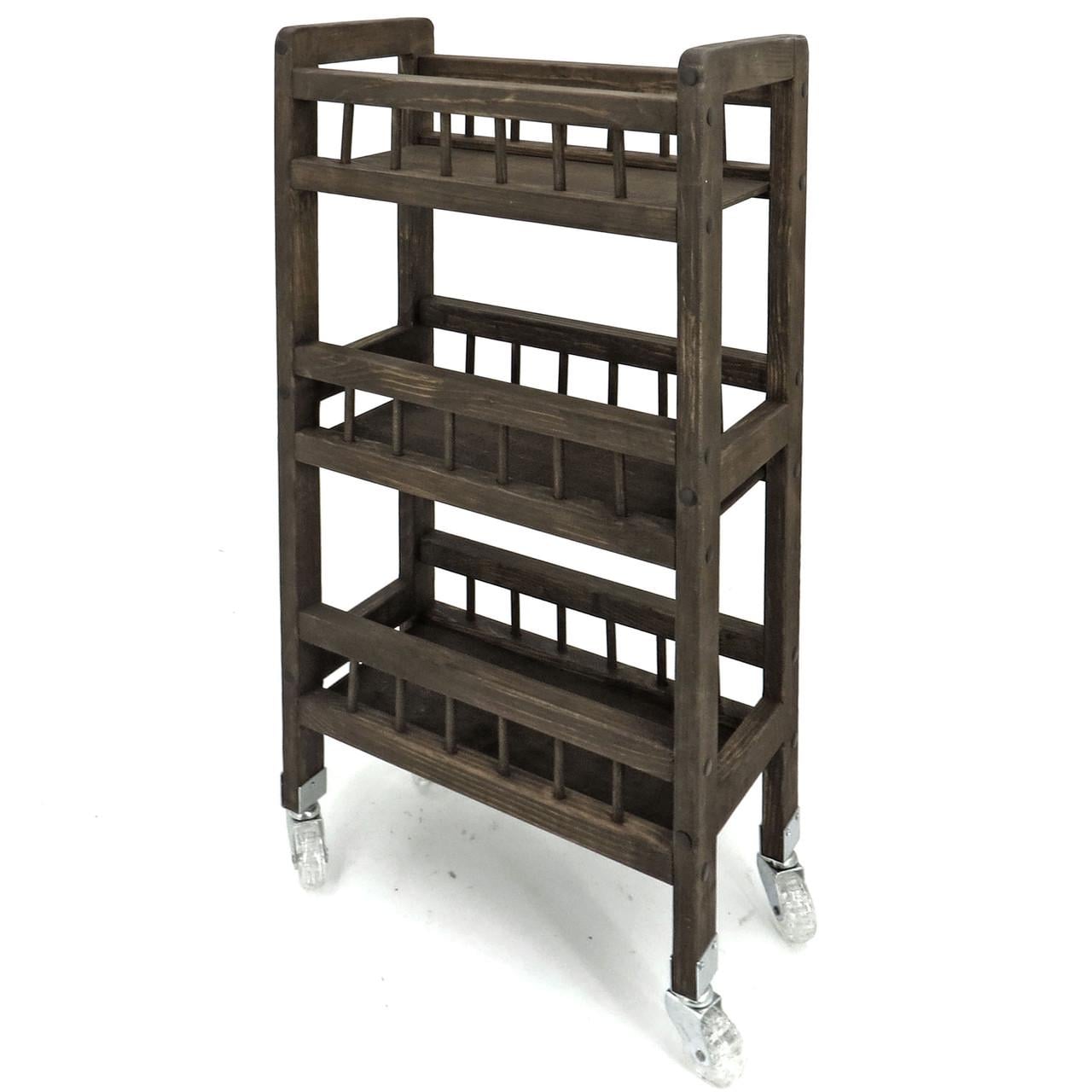 Этажерка для ванной из дерева на колесиках Ламонт Мокко (АБТ-005810)