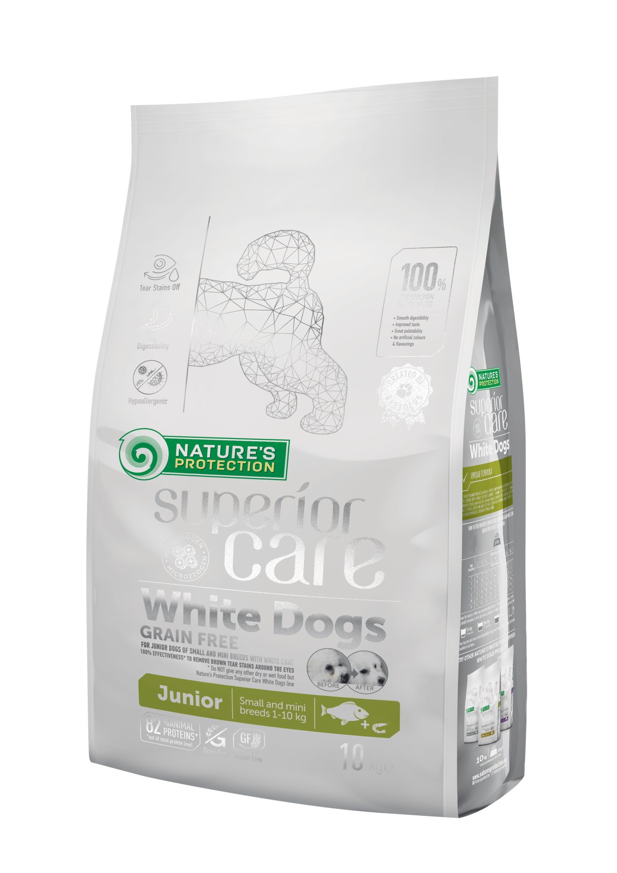 Корм сухой Nature's Protection Superior Care White Dogs Grain Free Junior Small and Mini Breeds для щенят малых пород с белым окрасом шерсти 10 кг (NPSC45830) - фото 1