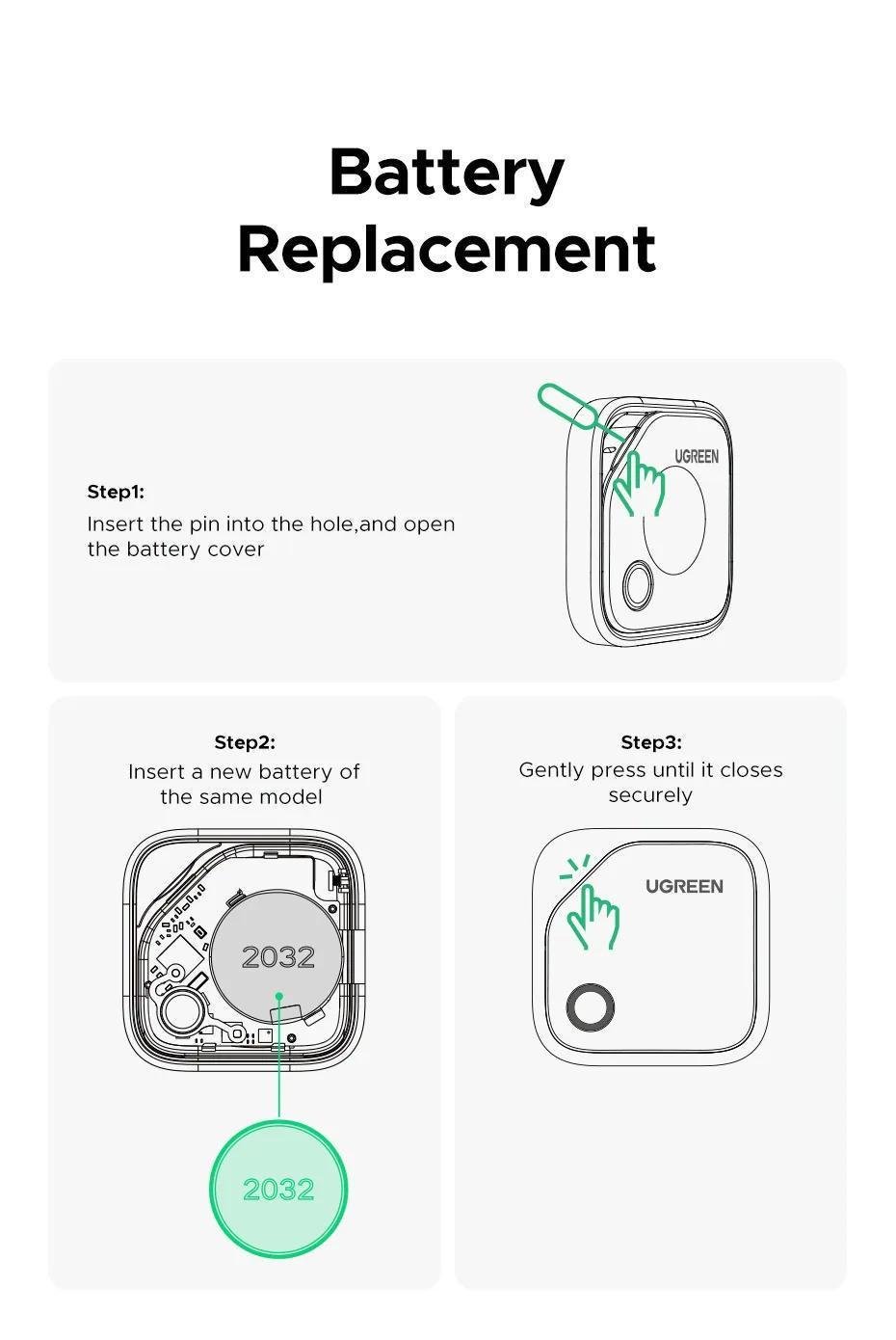 Трекер смарт Ugreen 1 2 Чорний (45297) - фото 13