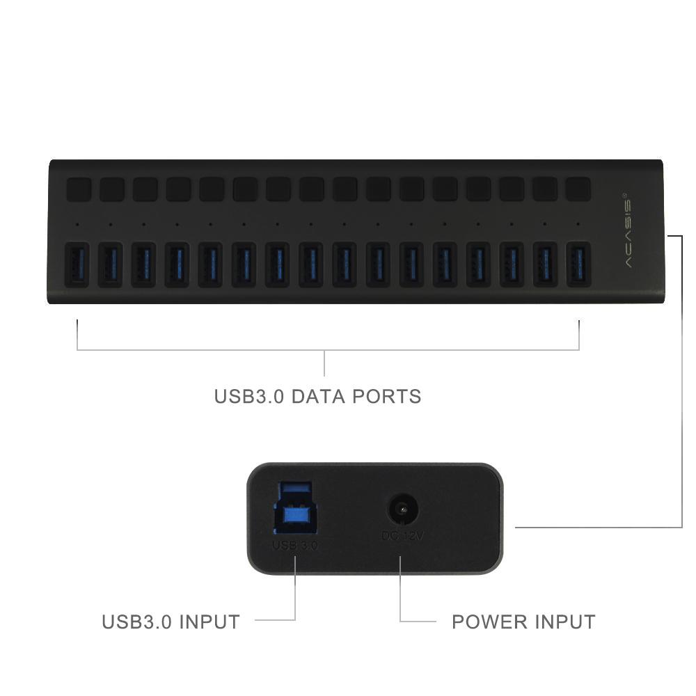 Активный USB hub Acasis H716PB с блоком питания Черный (1281) - фото 5 Активный USB hub Acasis H716PB с блоком питания Черный (1281) - фото 5