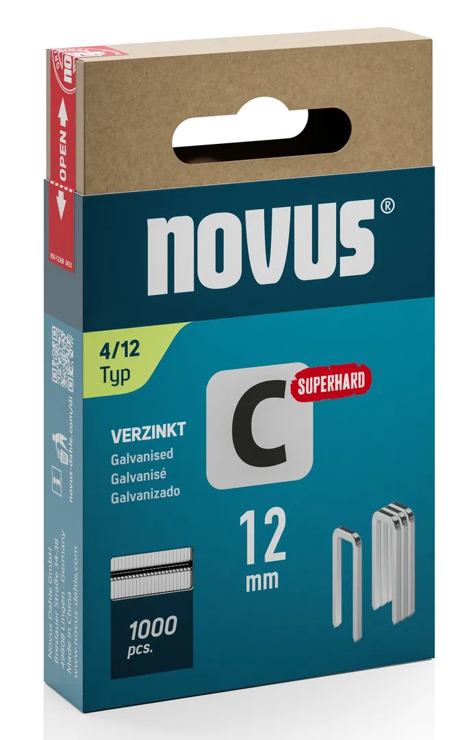 Скобы узкие строительные NOVUS C тип 4 12 мм 1000 шт. (37515719)