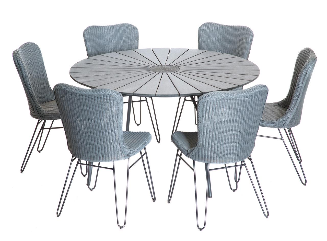 Комплект плетеной мебели из лума стол круглый/стулья 6+1(cr-ok10882)