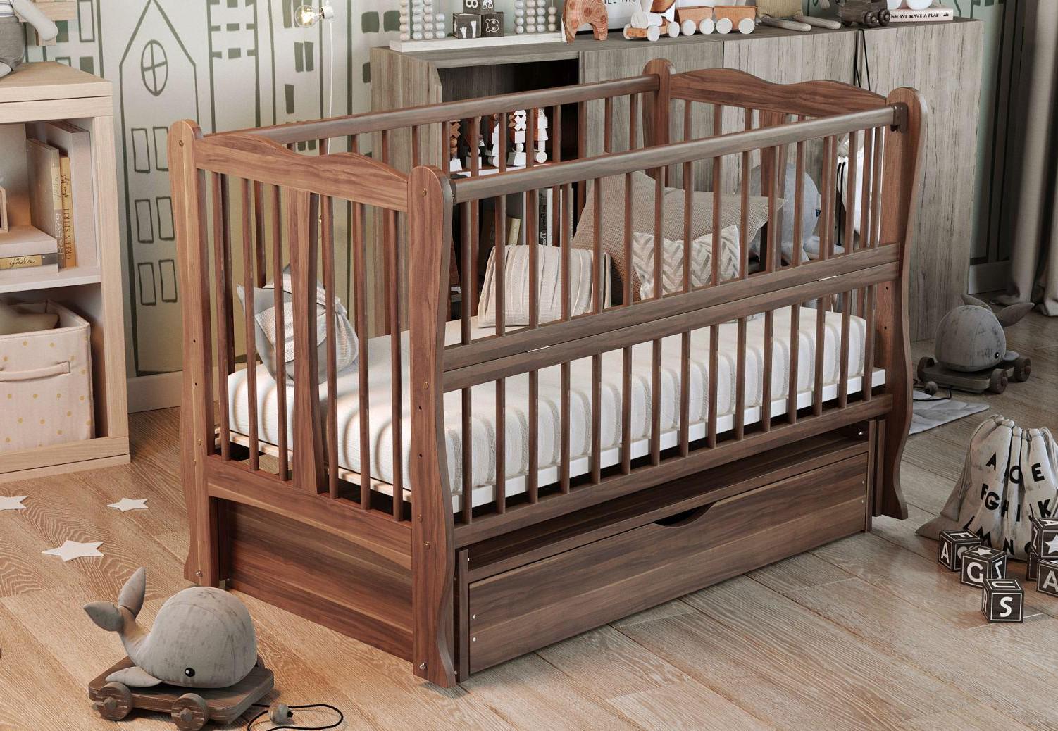 Детская кроватка Дубик-М Волна 120х60 см Орех