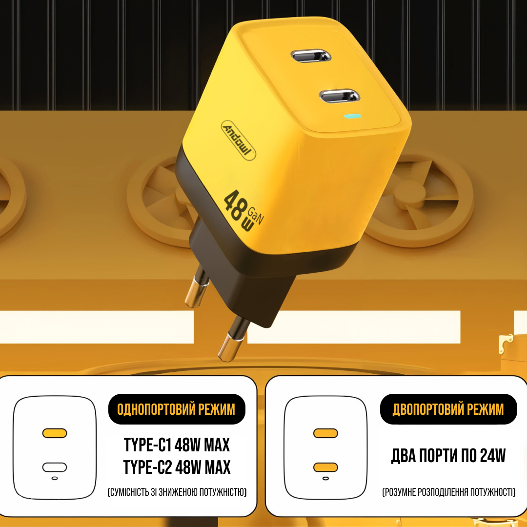 Зарядное устройсвто Andowl 48W USB Type-C PD/QC 3.0 fast charge aace227e) - фото 7