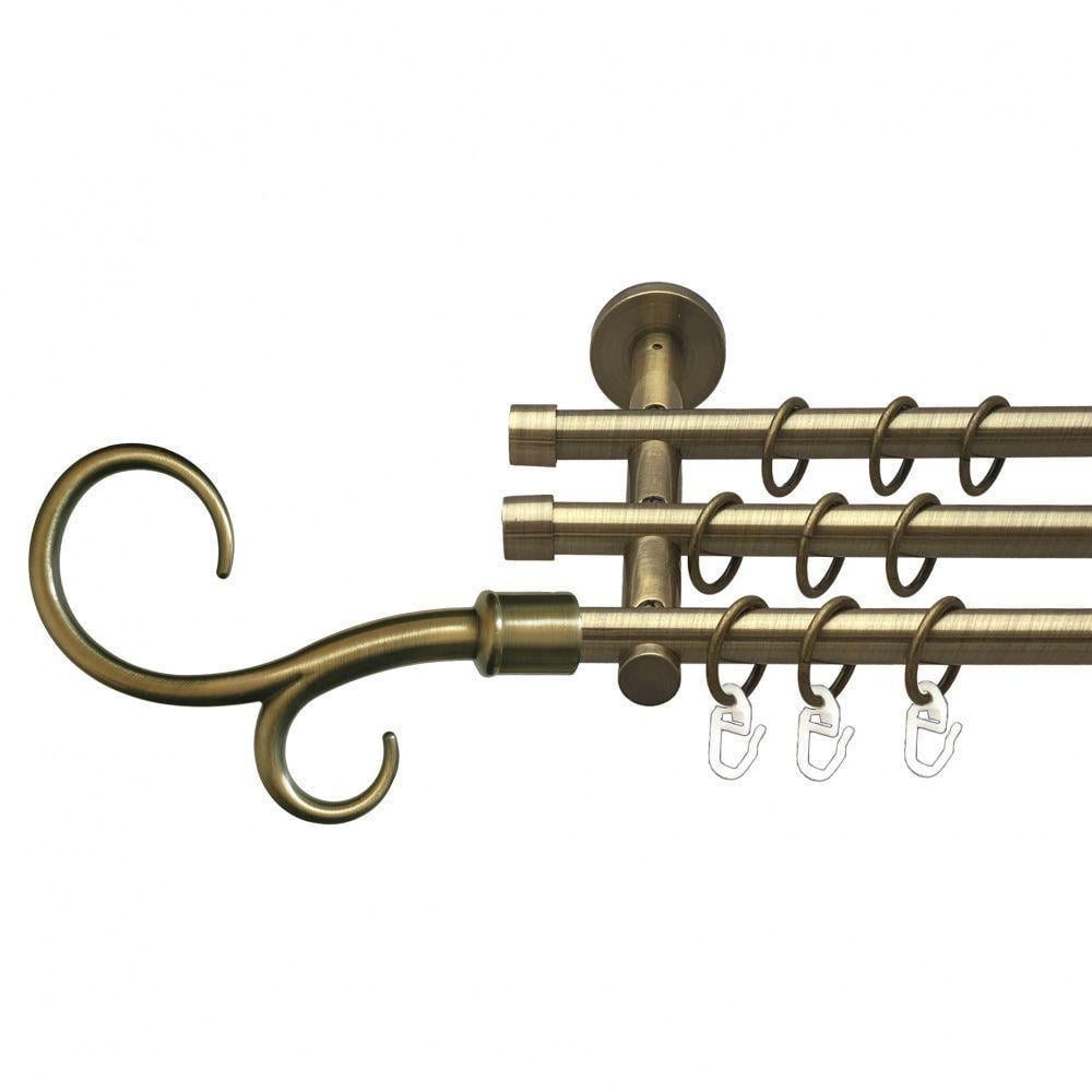 Карниз Orvit Крюк трехрядный гладкий 20 см 200 см Антик (00-00015714)
