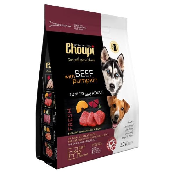 Корм для собак сухой CHOUPI для малых и средних пород говядина с тыквой 3,2 кг (000024467) Корм для собак сухой CHOUPI для малых и средних пород говядина с тыквой 3,2 кг (000024467)