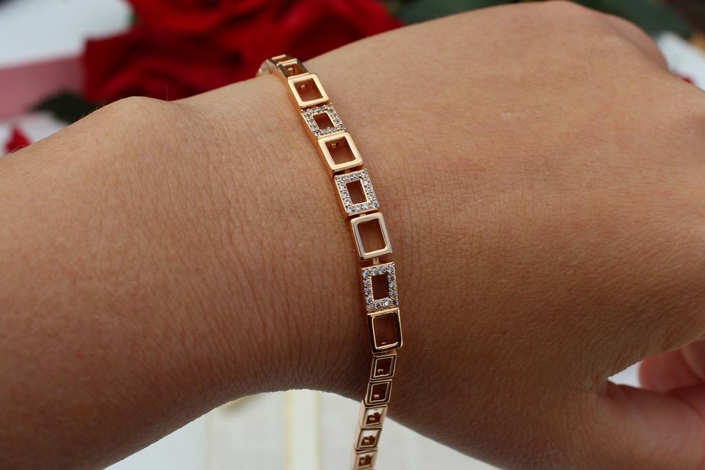 Браслет Xuping Jewelry Квадратики 17 см Золотистий (1746327220)