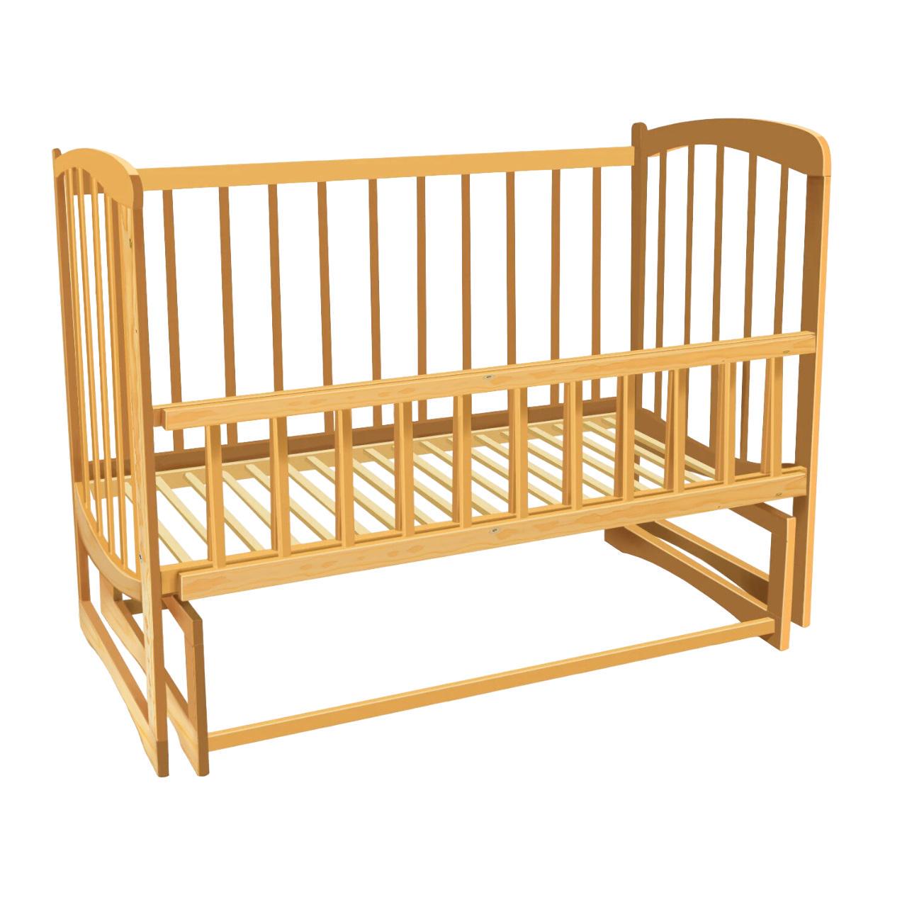 Кроватка деревянная Комета/маятник/откидной бортик Brown (80598)